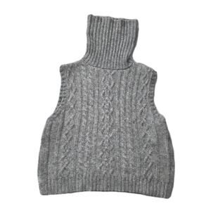 EUC Madewell Gray Cable-Knit Turtleneck Sweater Vest Sz M